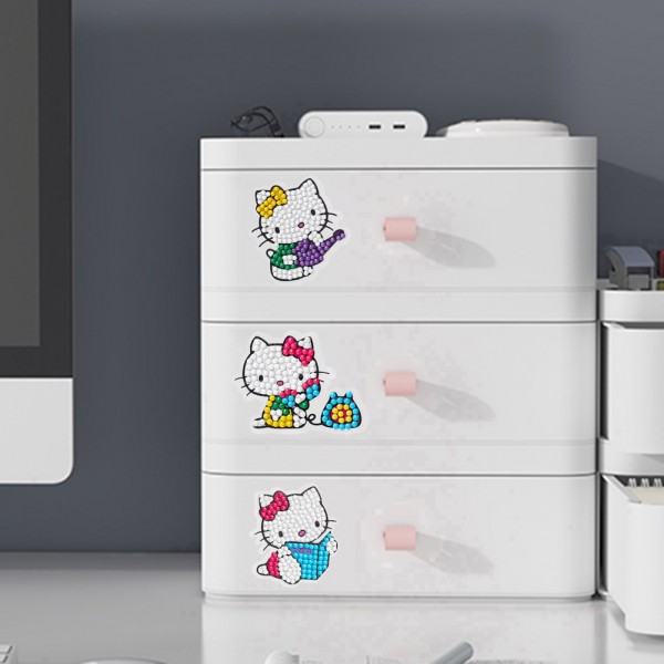 DIY Stickers - 9pcs Cartoon Cat Book Adhesive Drawing