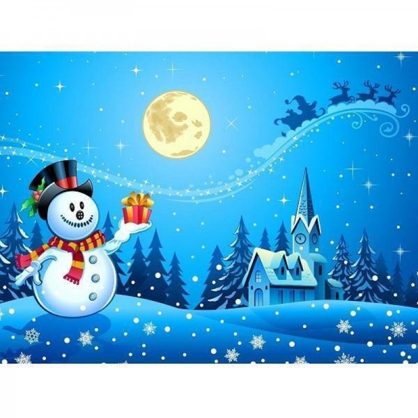 Sneeuwpop in kerst landschap