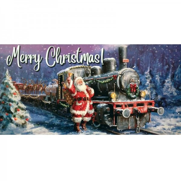 Merry Christmas trein v.a. 50x100cm