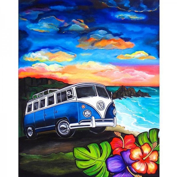 Oude VW bus strand