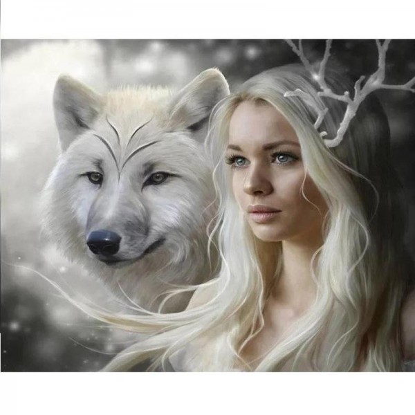 Wolf met vrouw