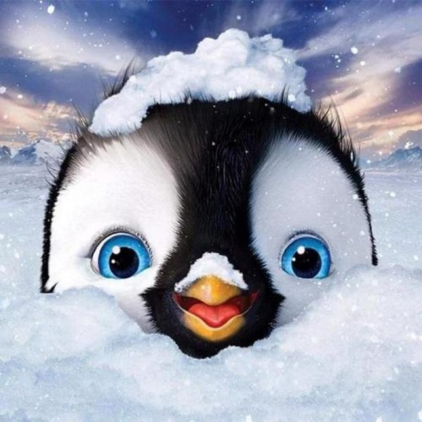 Pinguïn in sneeuw