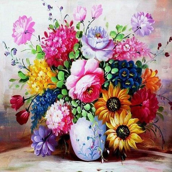 Kleurrijke vaas bloemen