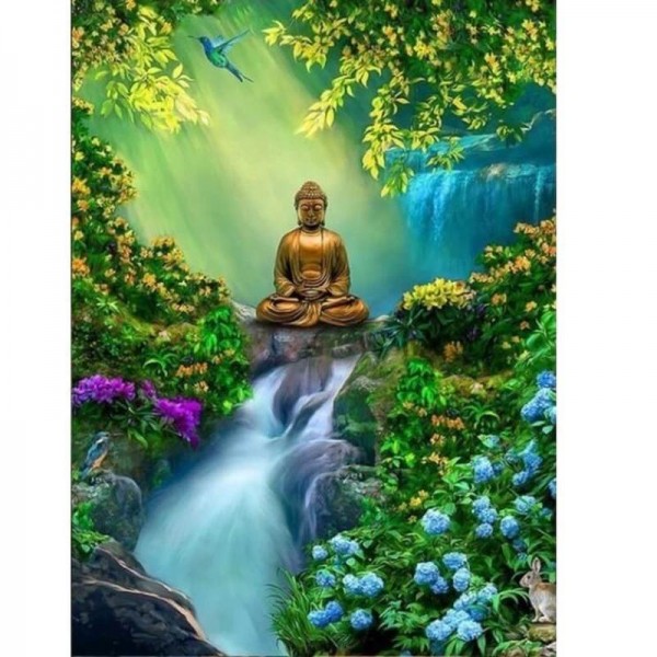 Boeddha bij waterval