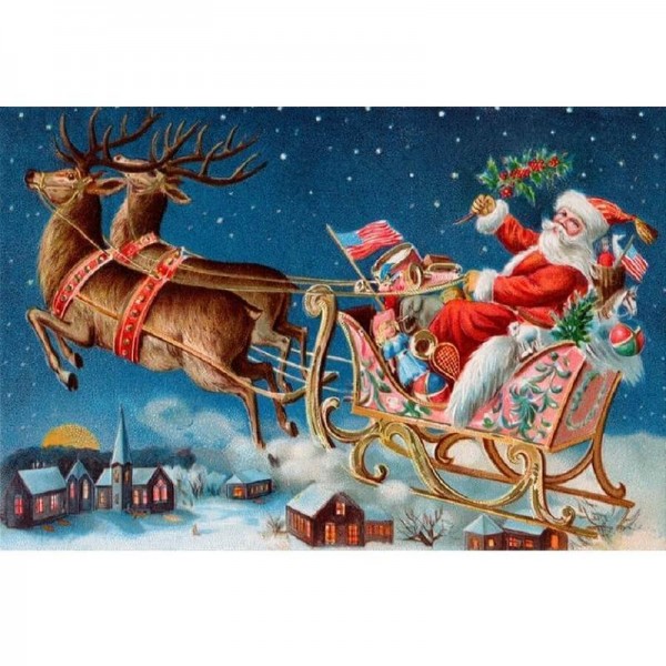 Kerstman op slee v.a. 50x80cm